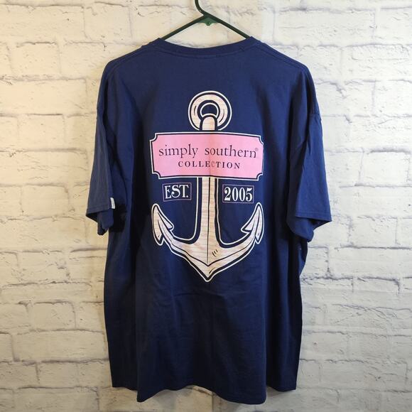 Simply Southern Tops - Simply Southern Shirt Womens XL Blue Basic White Anchor
